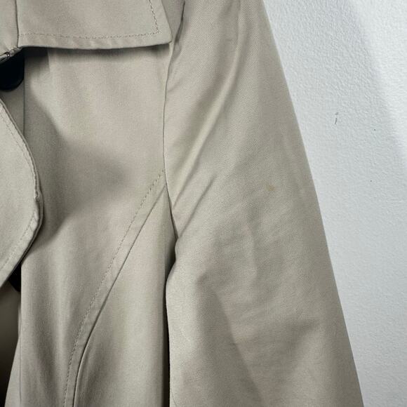 Theory Trench Coat Women L Tan Midi Long Sleeve Double Breast Minimal Career - Picture 7 of 10